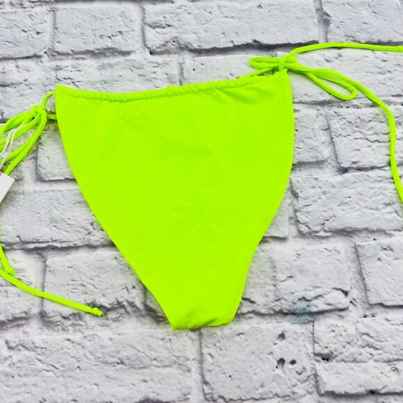 NEW Good American Tiny Ties Bikini Bottom 3- Large Electric‎ Lime Stretch Swim - Picture 5 of 6